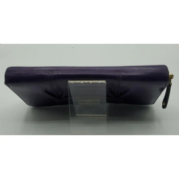 Coach Purple Soft Leather Zip Around Wallet Billfold - Picture 7 of 16